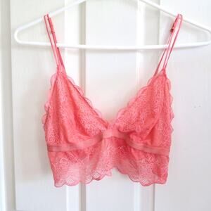 Madewell Lace Triangle Bralette Pink Lightly Lined Size Large